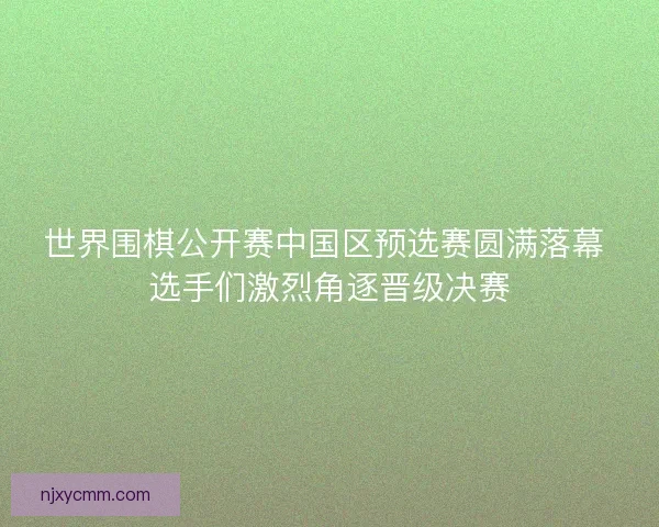世界围棋公开赛中国区预选赛圆满落幕 选手们激烈角逐晋级决赛 世界围棋公开赛中国区预选赛圆满落幕 选手们激烈角逐晋级决赛